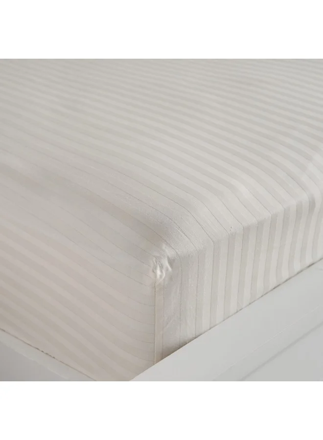 Home Box Hamilton Stripe Satin Cotton King Fitted Sheet 210 x 36 x 180 cm