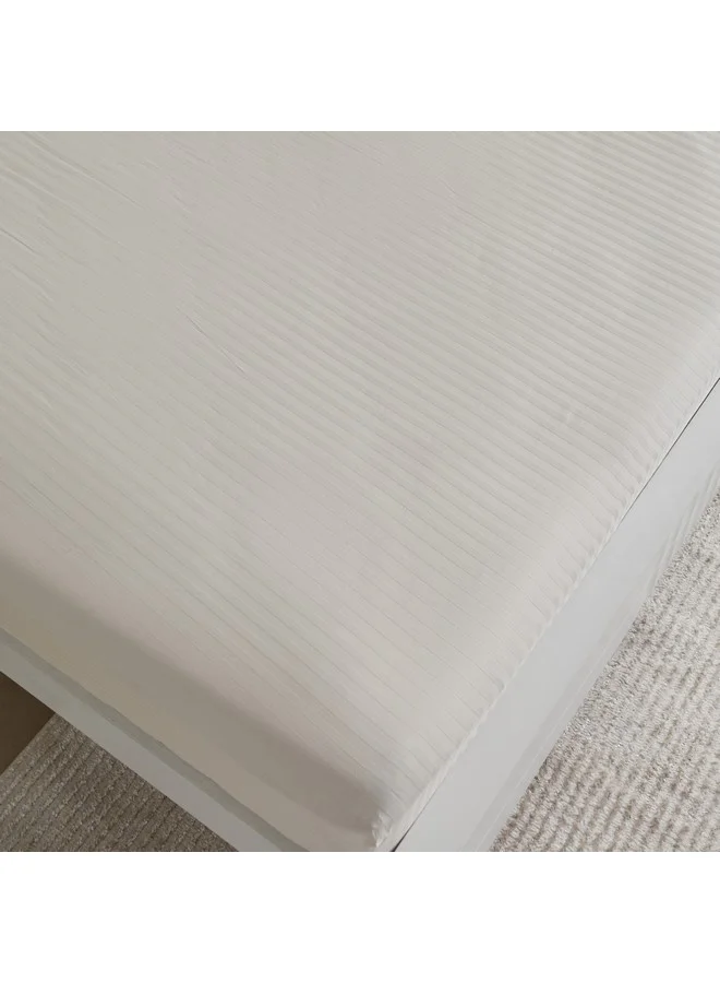 Home Box Hamilton Stripe Satin Cotton King Fitted Sheet 210 x 36 x 180 cm