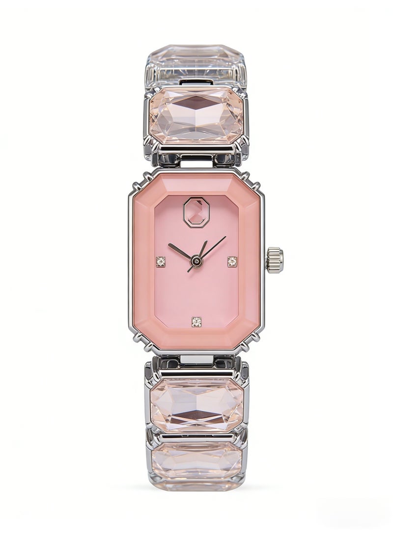 سواروفسكي Swarovski Millenia Octagon Cut Crystal Bracelet Watch - Pink Dial (Model: 5630842 / 5729842) - Image 2