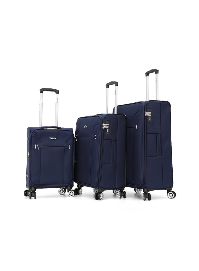 DILIXI Softside Luggage Trolley Bag 3 Pieces Set,Navy (S-20",M-24",L-28") - Image 1