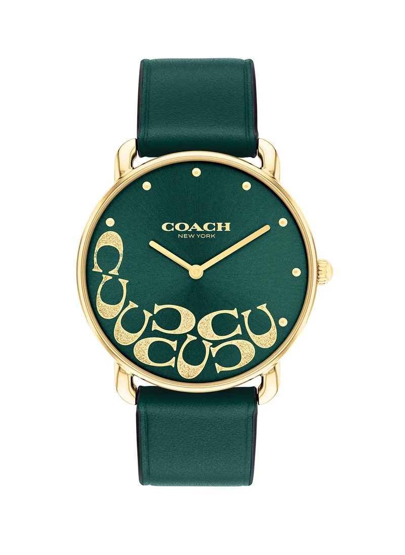 COACH Elliot Leather Strap Analog Watch