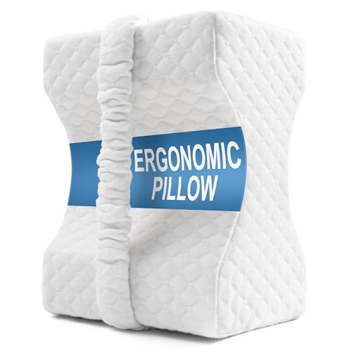 UJPFEO Knee Pillow for Side Sleepers, Leg Pillow for Sciatica, Back, HIPS, Knees, Joints Pain Relief,Pillows for Between Legs While Sleeping Spine Alignment Support & Relieves Pressure,Natural White - Image 1