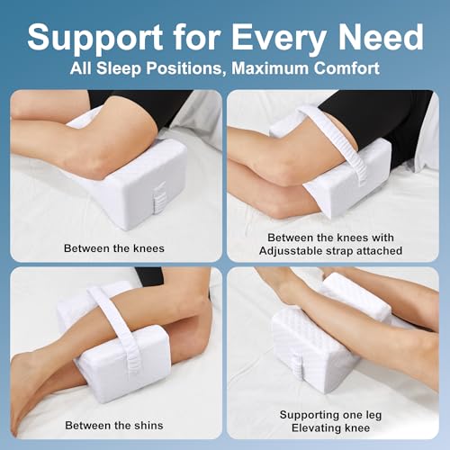 UJPFEO Knee Pillow for Side Sleepers, Leg Pillow for Sciatica, Back, HIPS, Knees, Joints Pain Relief,Pillows for Between Legs While Sleeping Spine Alignment Support & Relieves Pressure,Natural White - Image 4