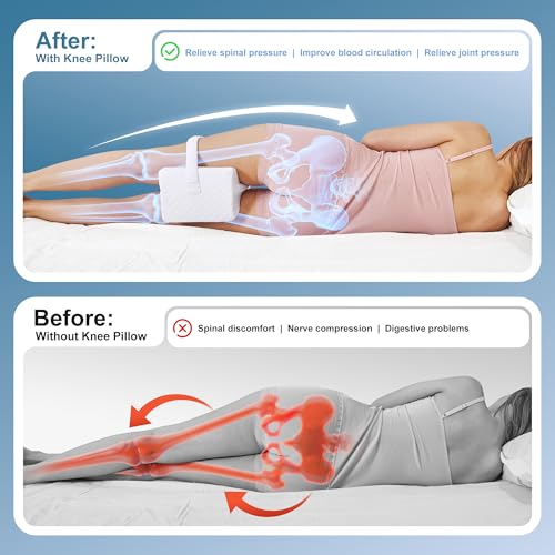 UJPFEO Knee Pillow for Side Sleepers, Leg Pillow for Sciatica, Back, HIPS, Knees, Joints Pain Relief,Pillows for Between Legs While Sleeping Spine Alignment Support & Relieves Pressure,Natural White - Image 5