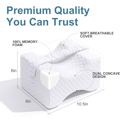 UJPFEO Knee Pillow for Side Sleepers, Leg Pillow for Sciatica, Back, HIPS, Knees, Joints Pain Relief,Pillows for Between Legs While Sleeping Spine Alignment Support & Relieves Pressure,Natural White - Image 3