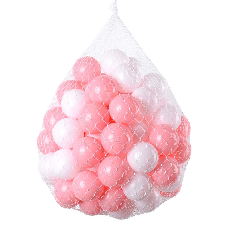 TRENDBOX 100 Pcs Colorful Ball Pit Balls Ocean Balls for Babies Kids Children Soft Ball Birthday Parties Events Playground Games Pool - Pink, White - Image 1