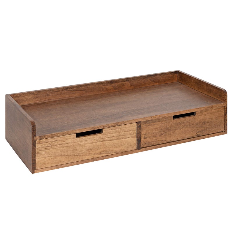 Kate and Laurel Kate and Laurel Kitt Modern Floating Shelf with Drawers 28 x 12 x 65 inches Rustic Brown Chic Floating Storage Console Table or Desk for Wall 