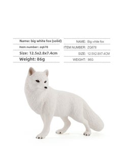 Generic Simulation Solid Wild Fox Model Red Fox Big White Fox Arctic Fox Red Fox Static Children's Hand-made Ornaments-Colour:Zq678 Big White Fox (solid) 86g  - Image 1