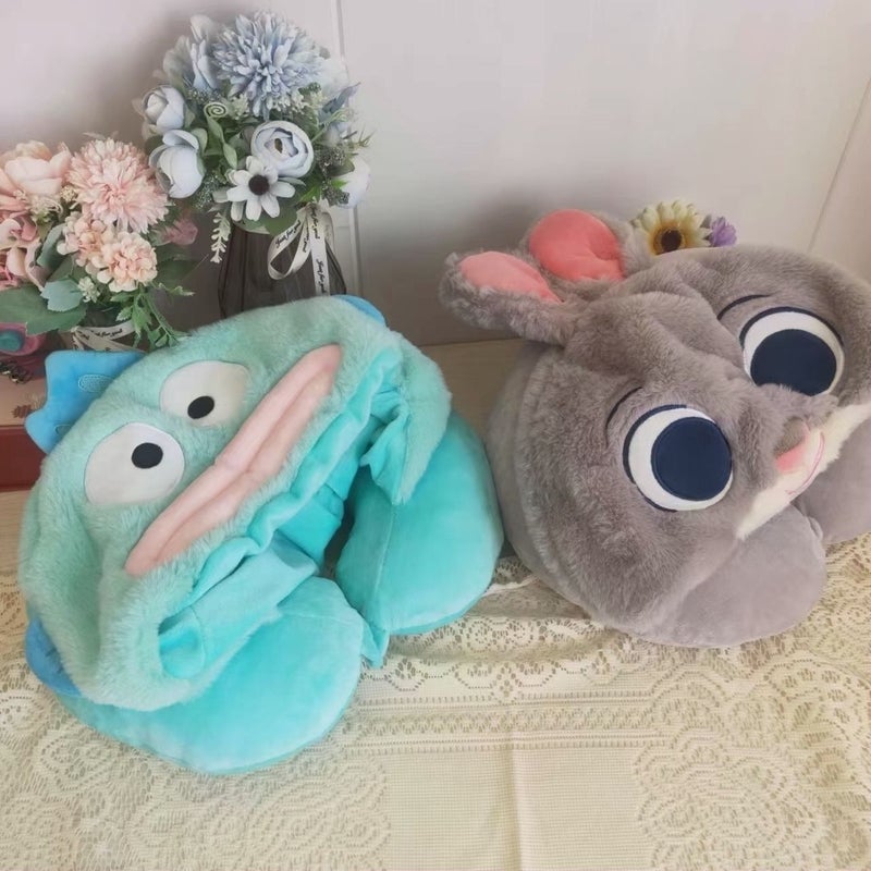 Stuffed Clown Monster Hat Neck Pillow Hooded U-Shaped Pillow Airplane Car Travel Neck Pillow Student Nap Pillow - Image 4