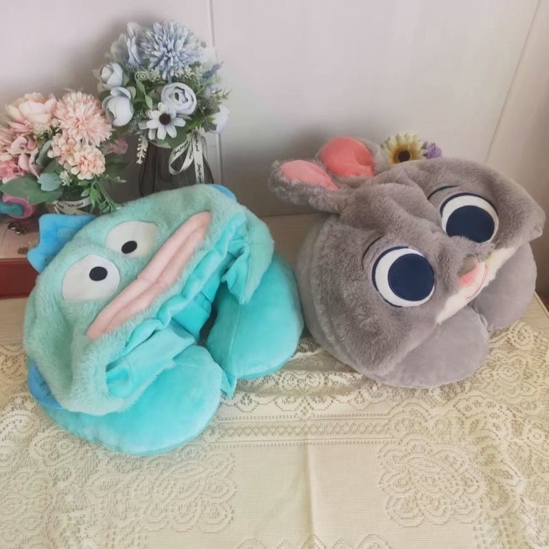 Stuffed Clown Monster Hat Neck Pillow Hooded U-Shaped Pillow Airplane Car Travel Neck Pillow Student Nap Pillow - Image 2