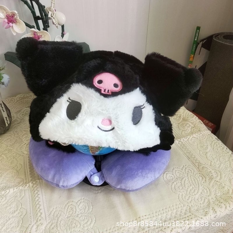Stuffed Clown Monster Hat Neck Pillow Hooded U-Shaped Pillow Airplane Car Travel Neck Pillow Student Nap Pillow - Image 1