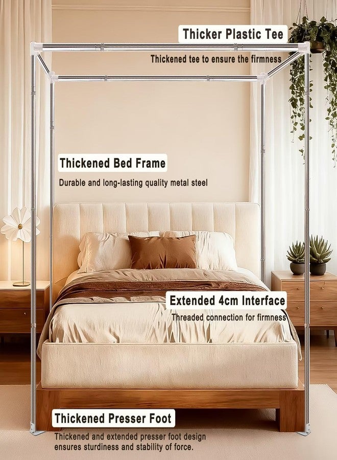 Mosqutent Canopy Bed Frame Queen Size, Thicken Stainless Steel Canopy Bed Frame, Bed Post Poles for Mosquito Curtains, Bedroom Decor - Image 2