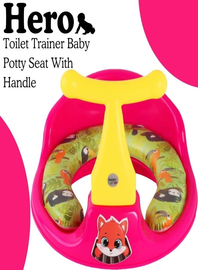 Zerya 1234 Soft Kids Toilet Trainer Baby Potty Seat With Handle And Back Support Toilet Seat For Girls & Boys (Pink) - Image 2