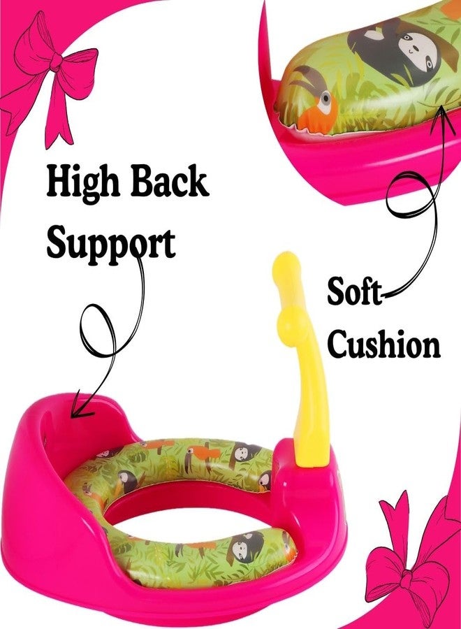 Zerya 1234 Soft Kids Toilet Trainer Baby Potty Seat With Handle And Back Support Toilet Seat For Girls & Boys (Pink) - Image 4