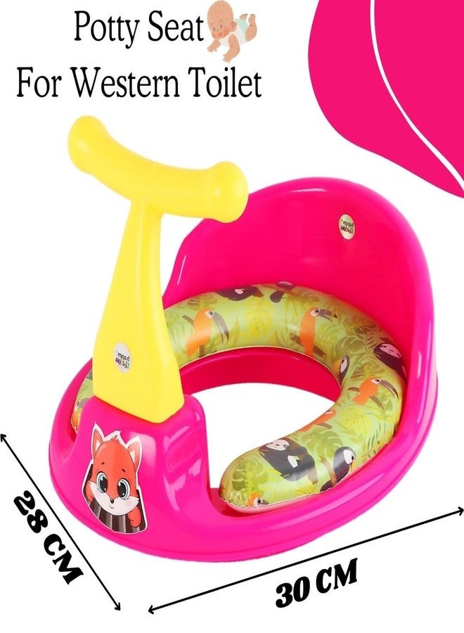 Zerya 1234 Soft Kids Toilet Trainer Baby Potty Seat With Handle And Back Support Toilet Seat For Girls & Boys (Pink) - Image 5