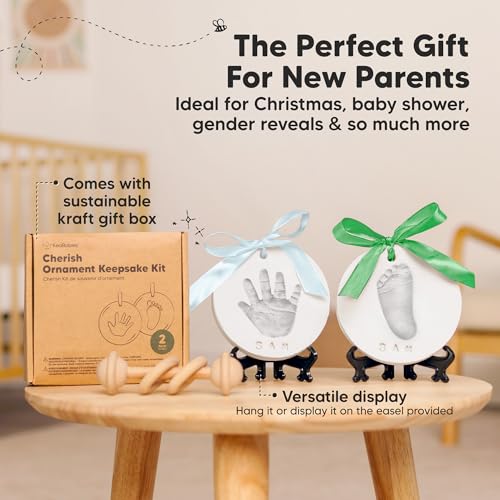 KeaBabies Baby Hand and Footprint Kit Girls, Boys - Personalized Baby Footprint Ornament Kit, Newborn Keepsake Gifts for New Mom, Easy to Use Handprint Makers, Cute Shower Gifts (Silver Paint) - Image 5