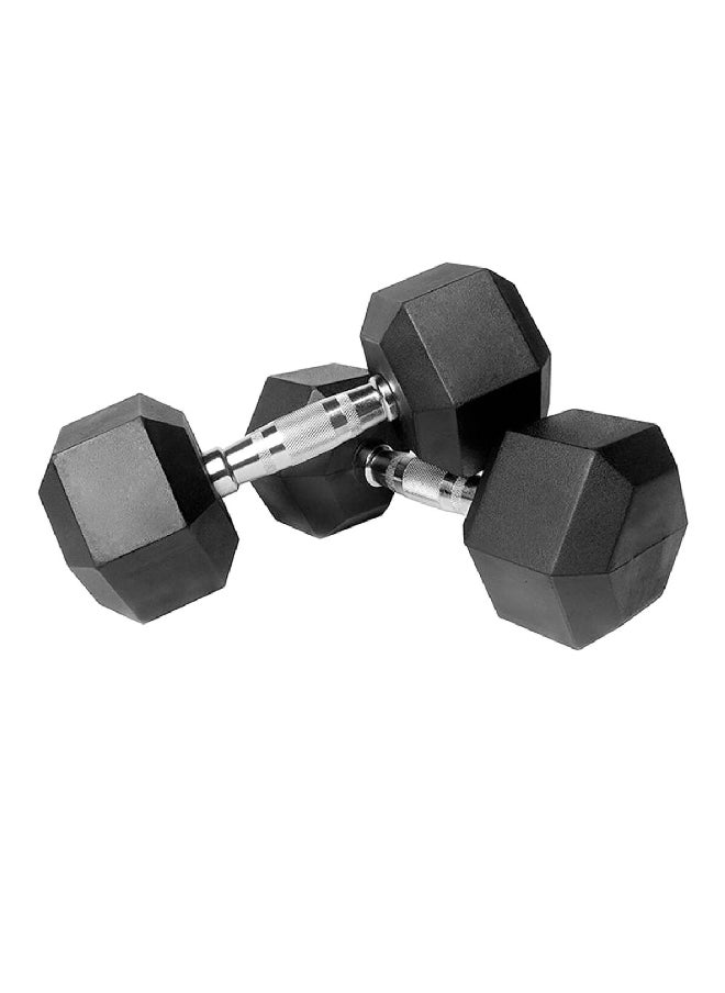 BODY SCULPTURE - Rubber Hex Dumbbell Silver and Black 9 kg BW-460-9KG - Image 1