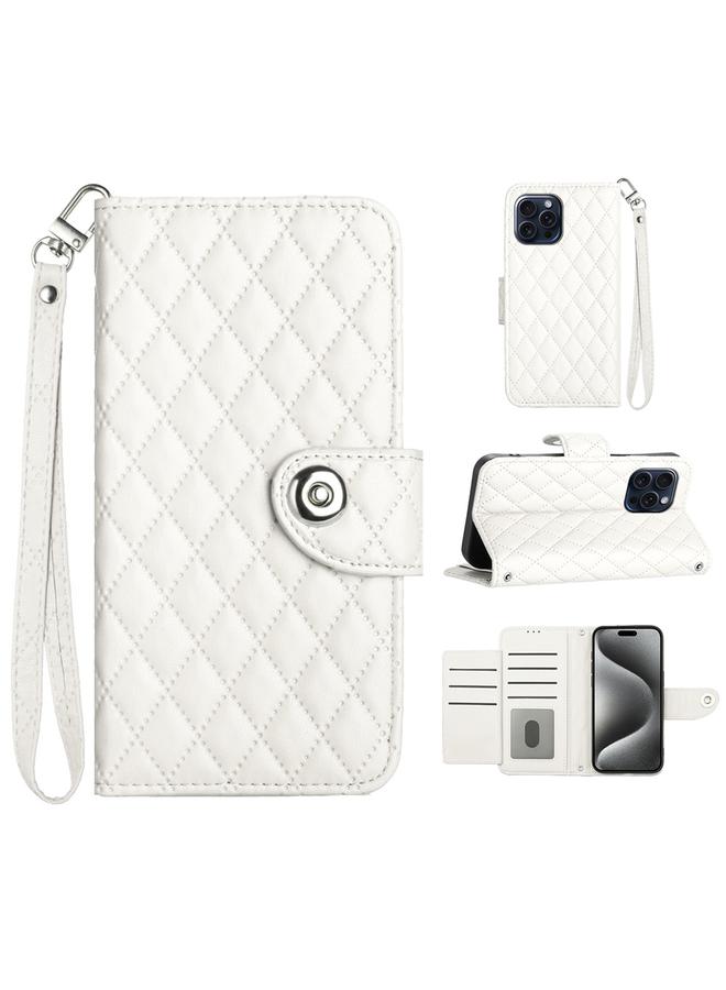 S-TOP Case For iPhone 13 Pro Max Rhombic Texture Flip Leather Phone Case with Lanyard - Image 1