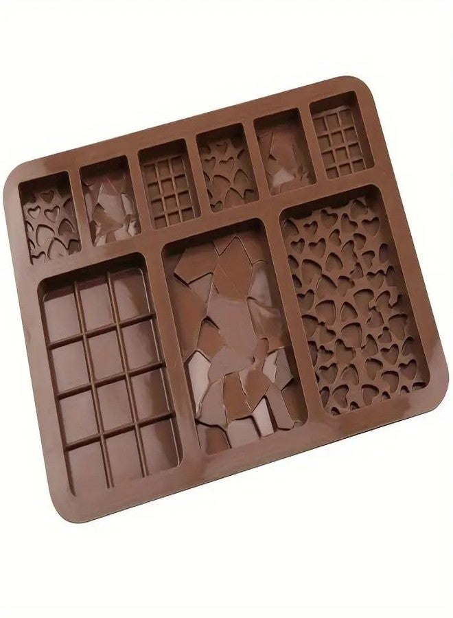 GLAMAXY Silicone 9 Cavity Multi Bar Chocolate Mold/Chocolate Making And Shaping Mould/Waffle Shape Chocolate Mould For Jelly, Candy, Fondant,20X15X2.5 Cm - Image 1