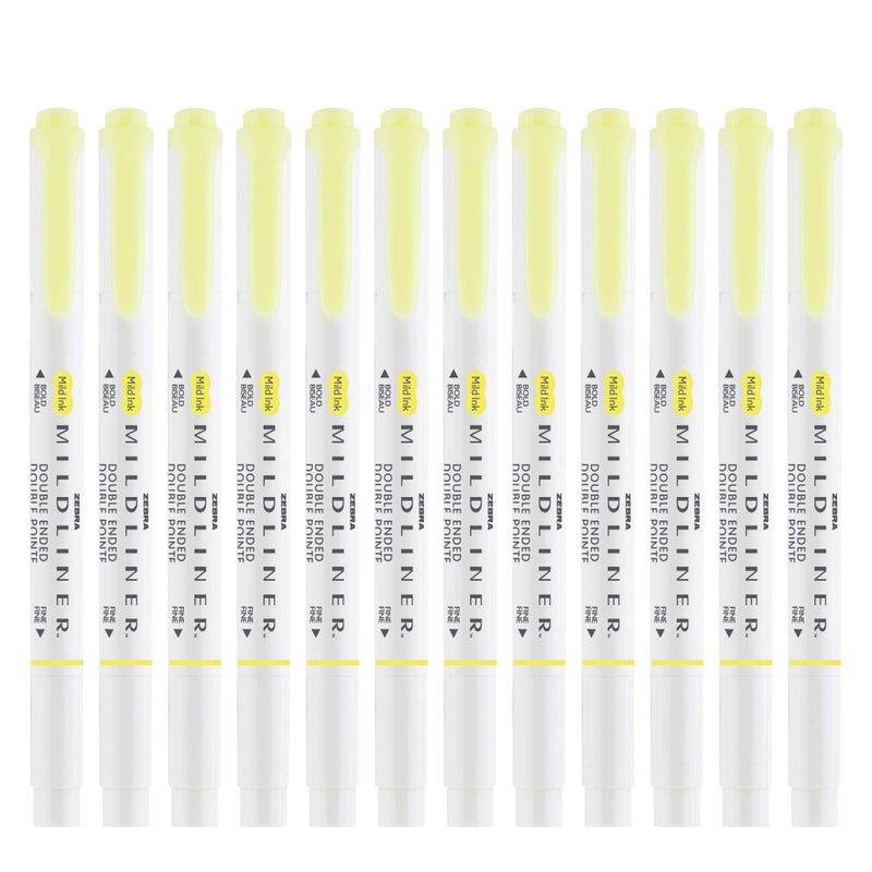 Zebra Pen Mildliner Dual-Tip Highlighters, Broad and Fine Tips, Ideal for Bible Highlighting, No Bleed, School Supplies, Teacher Supplies, and Office Supplies, Mild Yellow Ink, 12-Pack (78150upc) - Image 2