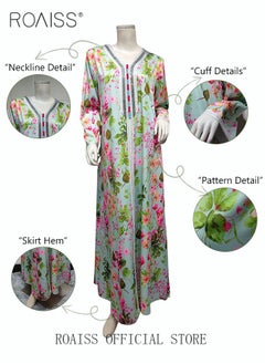 Women's V-Neck Long-Sleeved Dress Floral Pattern Embroidery Front Arabian Robe - pzsku/Z8CCE0AB533B60D9ABED0Z/45/_/1736414711/3dc1cbe7-c54e-47d6-82e7-0a5f77fb476b