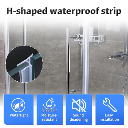FOCMKEAS Shower Door Side Seal Strip,118 Inch H-Type Frameless Shower Door Seal, H-Type Shower Door Sweep for 15/32"(12mm) Thick Glass - Image 3
