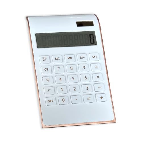 Benkaim Solar Gold Calculator Standard Function Desktop Calculator LCD 10-Digit Desktop Calculator for Office, Home (Rosegold) - Image 1