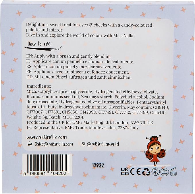 Miss Nella Candy Fantasy Kids Make Up Eye And Cheek Palette With 4 Delightful Shades Make Up For Kids With Handy Little Compact Mirror