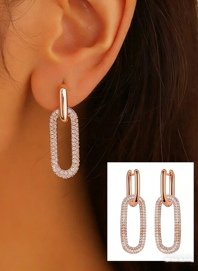 JCB CHIC 1pair Hoop Earrings for Women Rose Gold Color Fashion Minimalist Geometric Earrings for Everyday Jewelry Gifts - Image 1