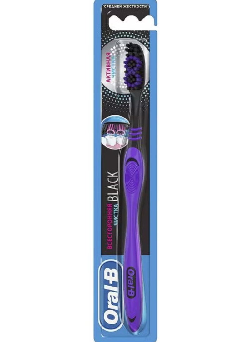 Oral-B Surrounding Black Toothbrush, Medium Manual Toothbrush, 1 Count Multicolour (Packaging may vary) - Image 1