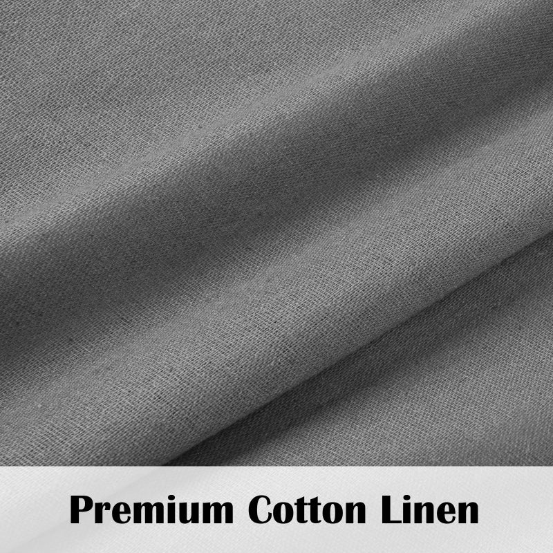 FRAMICS Farmhouse Cotton Linen Curtains for Living Room, Boho Button Curtains 84 Inch Length 2 Panels Set, Grey Rustic Country Linen Window Curtain for Bedroom Rod Pocket Drapes, 52 x 84 Inch, Grey - Image 4