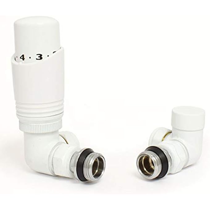 HOT-FLOW | CASCADE MODERN CORNER TRV WHITE THERMOSTATIC RADIATOR VALVE (PAIR) (WHITE) - Image 2