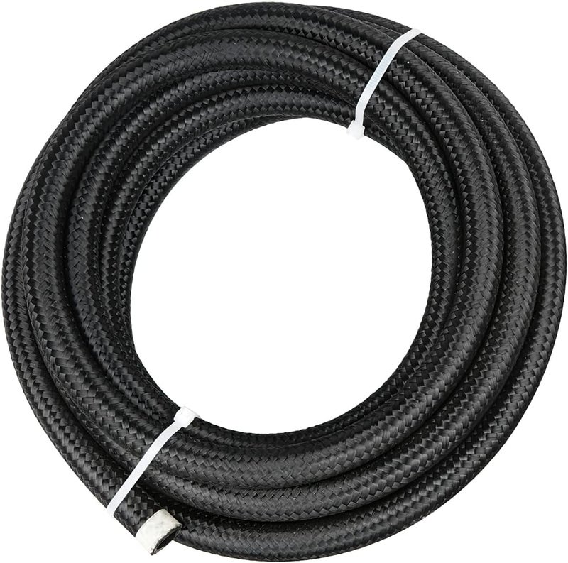 Partschoice 20FT 6AN 3/8" Nylon Stainless Steel Braided CPE Oil Gas Fuel Line Universal - Image 1