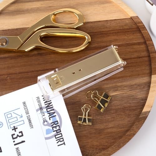 Swingline Compact Clear Acrylic Gold Stapler, 20 Sheet Capacity, Half Strip, Transparent Desk Stapler (S700000A) - Image 3