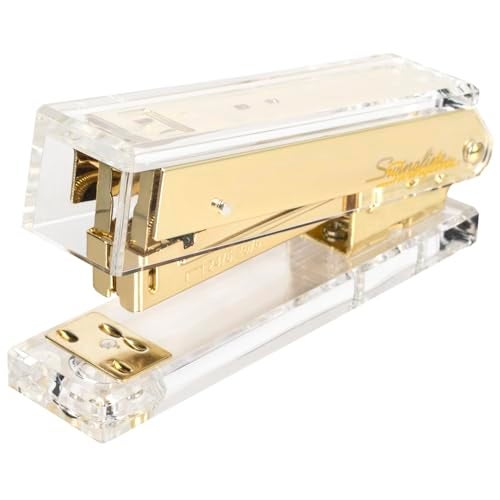 Swingline Compact Clear Acrylic Gold Stapler, 20 Sheet Capacity, Half Strip, Transparent Desk Stapler (S700000A) - Image 1