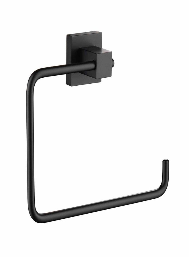 KIBI Cube Bathroom Towel Ring - Wall Mounted, Rust Resistant Solid Brass Hand Towel Holder with Modern Square Design, Durable Bath Accessory for Bathrooms & Washrooms (Matte Black, KBA1506) - Image 1