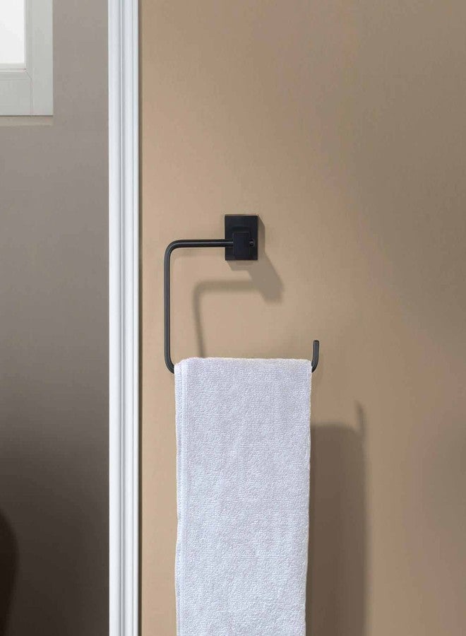 KIBI Cube Bathroom Towel Ring - Wall Mounted, Rust Resistant Solid Brass Hand Towel Holder with Modern Square Design, Durable Bath Accessory for Bathrooms & Washrooms (Matte Black, KBA1506) - Image 2