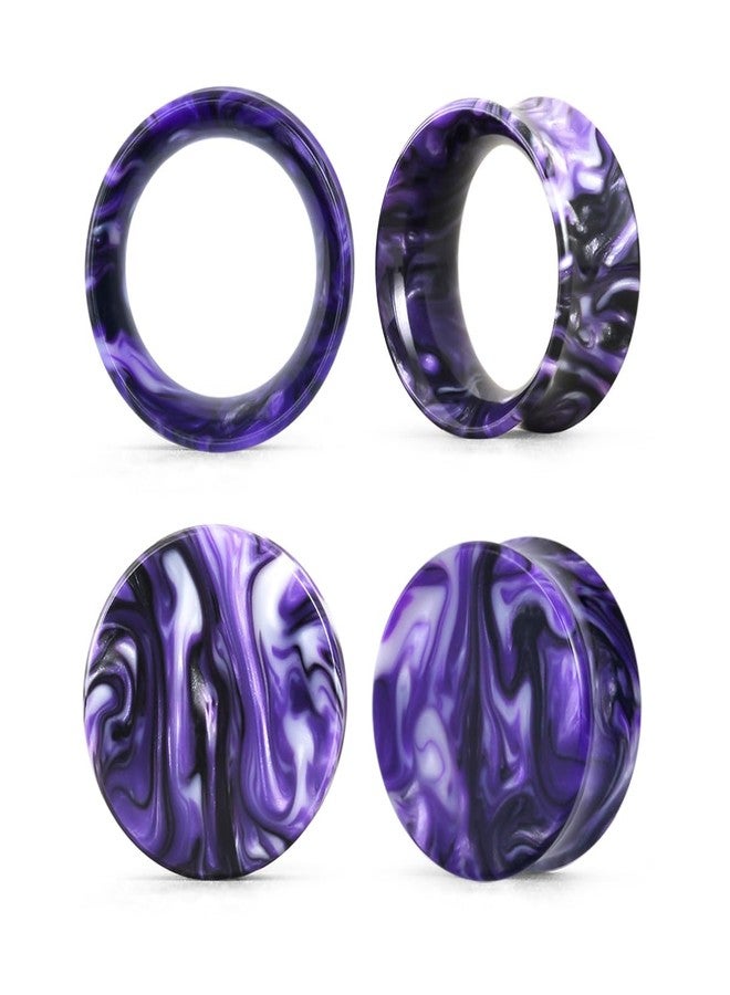 COOEAR Ear Plugs Tunnels Piercing Gauges for Ears, Double Flared Expander Stretchers, 2 Pairs Colorful Acrylic Earrings 0G. - Image 1