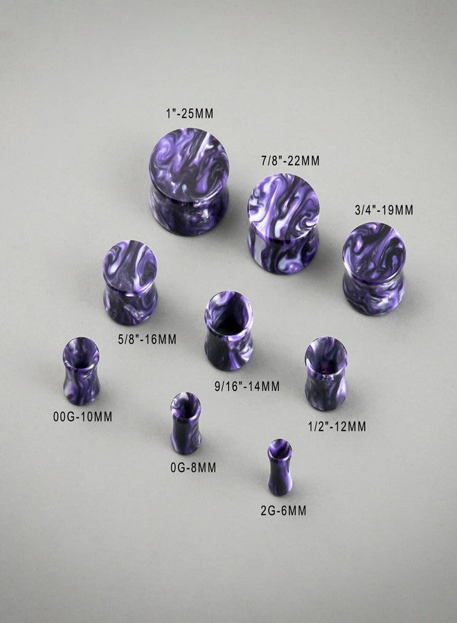 COOEAR Ear Plugs Tunnels Piercing Gauges for Ears, Double Flared Expander Stretchers, 2 Pairs Colorful Acrylic Earrings 0G. - Image 5