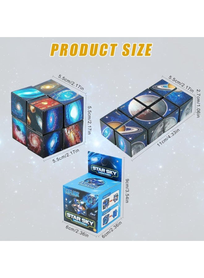 Starry Sky Cube Two in One, One Hundred Variations Unlimited Children's 3D Stereoscopic Geometry Magnetic Puzzle, One Hundred Variations Unlimited Cube Comfortable Stress Relief, Unlimited Creativity - Image 2