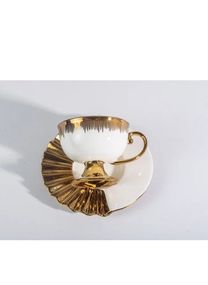 Generic - Coffee Set Porcelain 12 pcs - Gold And White Elegant Colors - Image 1