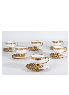 Coffee Set Porcelain 12 pcs - Gold And White Elegant Colors