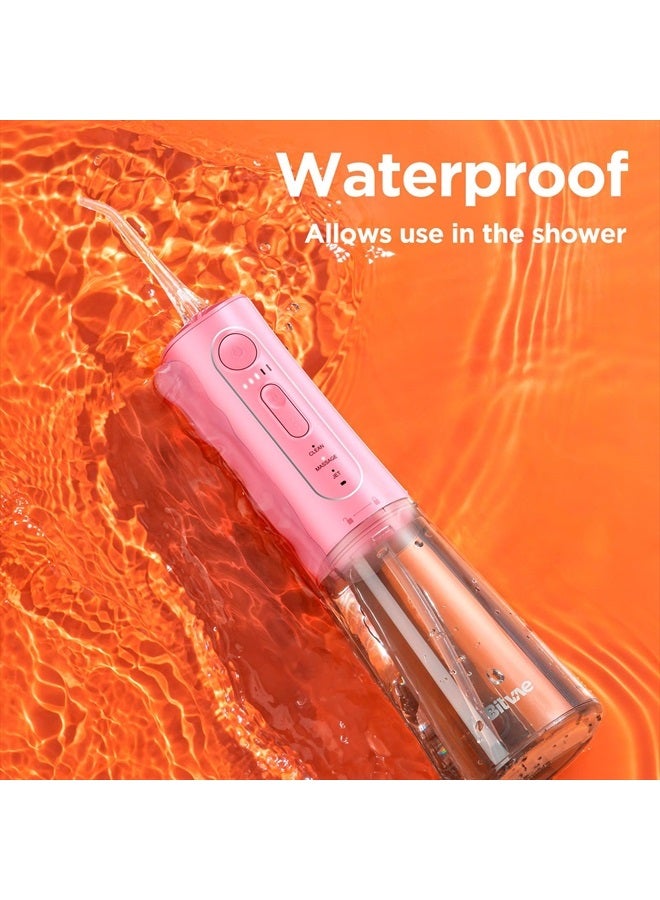 Bitvae Water Flosser Teeth Picks, Cordless Portable Oral Irrigator, Powerful and Rechargeable Water Flosser for Teeth, Brace Care, IPX7 Waterproof Water Dental Picks for Cleaning, Quartz Pink - Image 5