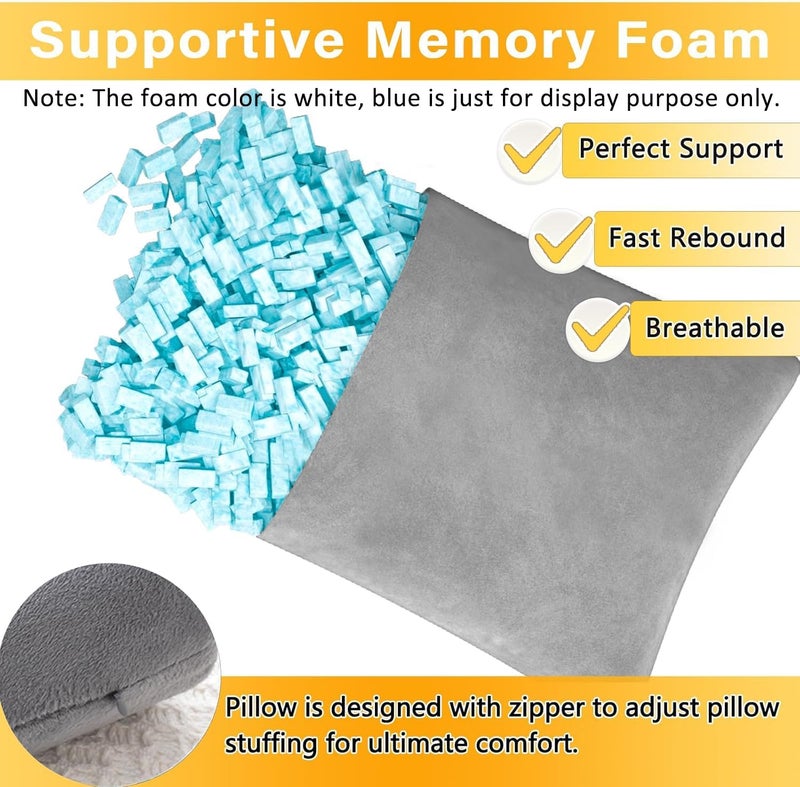 2 Pack Small Pillow, Memory Foam Mini Pillow 11 X 7 Inches for Travel, Sleeping, Nap and Neck, Knee, Lumbar Support, Tiny Pillow Cushion for Pet, Dogs (Grey) - Image 2