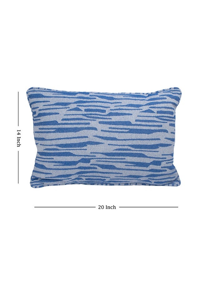 N & H Jute and Cotton 14" X 20" Inches Rectangle Abstract Pattern Pillow with Piping for Decor Couch Sofa Bedroom Living Room Farmhouse Indoor Outdoor (Blue)  - Image 2