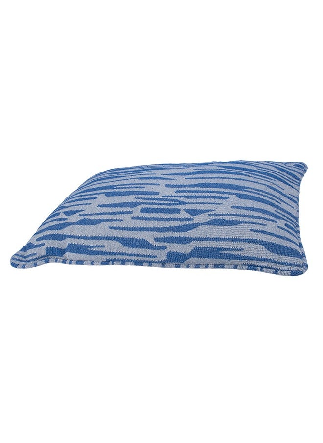 N & H Jute and Cotton 14" X 20" Inches Rectangle Abstract Pattern Pillow with Piping for Decor Couch Sofa Bedroom Living Room Farmhouse Indoor Outdoor (Blue)  - Image 4