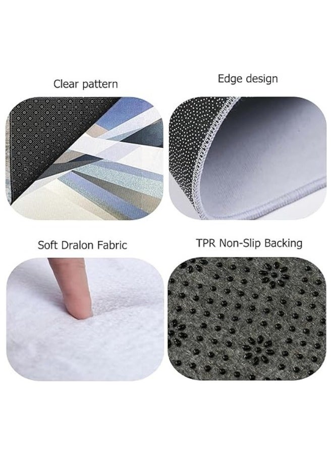 Lukadah Lukadah Kitchen Rugs and Mats Washable 2 Piece Set - Non-Skid Soft Absorbent Kitchen Mats Set for Floor, Comfort Runner Rug Carpets for Kitchen Floor(Patches Artwork)  - Image 2