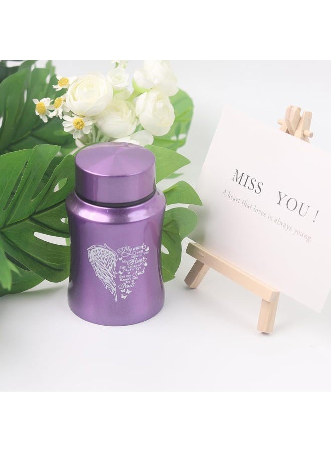 BRUKUSUR 4.5 Inches Small Urn for Human Ashes Small Keepsake Urn Heart Wing Pattern Memorial Ashes Container Stainless Steel Mini Cremation Urn Ashes Urn - Image 5