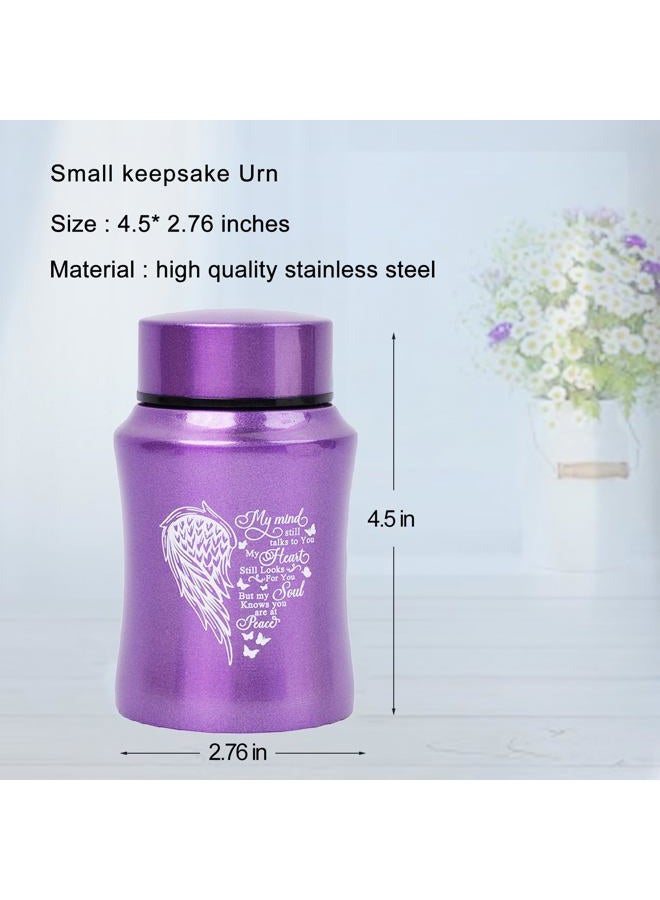 BRUKUSUR 4.5 Inches Small Urn for Human Ashes Small Keepsake Urn Heart Wing Pattern Memorial Ashes Container Stainless Steel Mini Cremation Urn Ashes Urn - Image 3