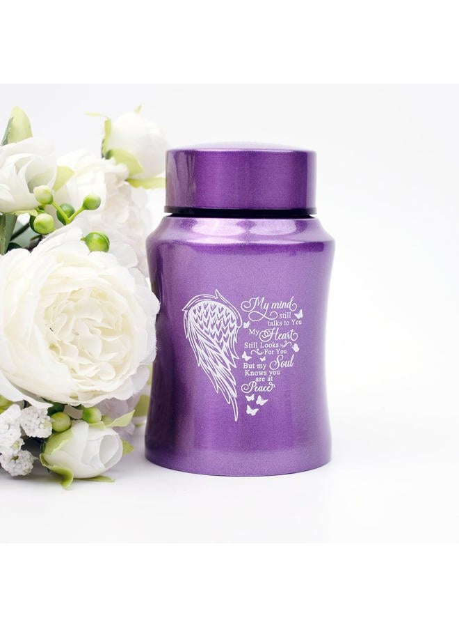 BRUKUSUR 4.5 Inches Small Urn for Human Ashes Small Keepsake Urn Heart Wing Pattern Memorial Ashes Container Stainless Steel Mini Cremation Urn Ashes Urn - Image 4